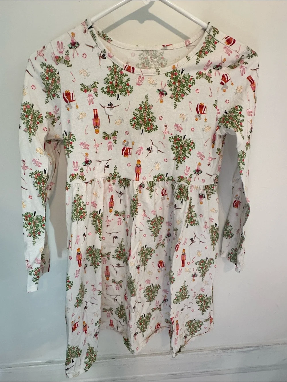 wonder nation White Holiday Nutcracker Print Long Sleeve Dress